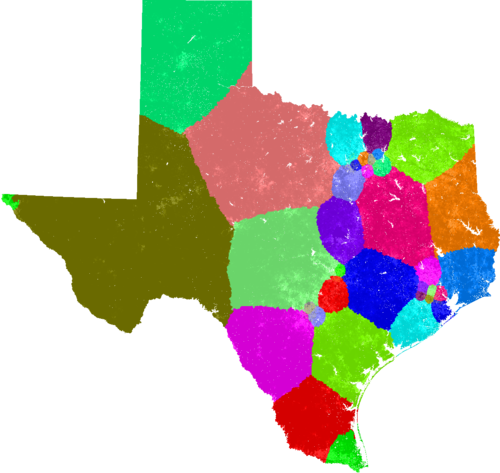 Texas Congress congressional district map, current and my way