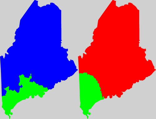 Maine congressional district map, current and my way