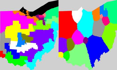 Ohio congressional district map, current and my way