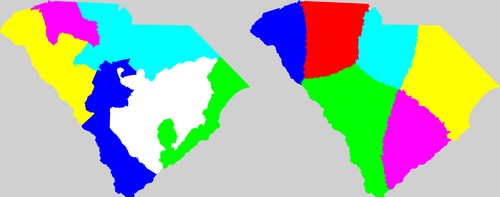 South Carolina congressional district map, current and my way