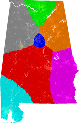 Alabama Congress congressional district map, current