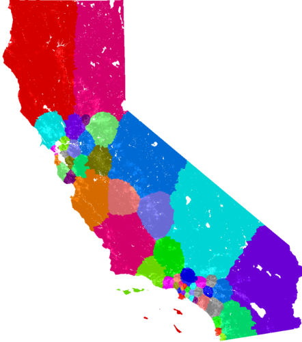 California Congress congressional district map, current