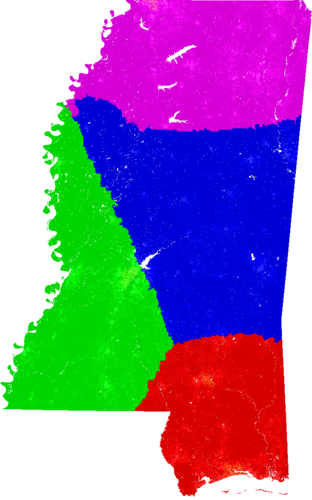 Mississippi Congress congressional district map, current