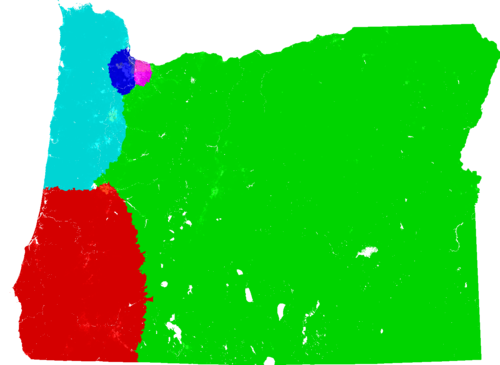 Oregon Congress congressional district map, current