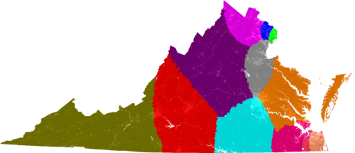 Virginia Congress congressional district map, current