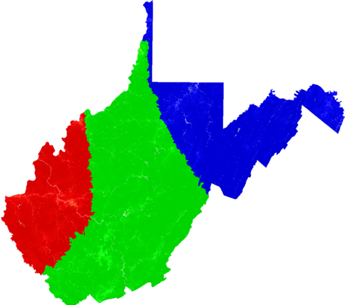 West Virginia Congress congressional district map, current