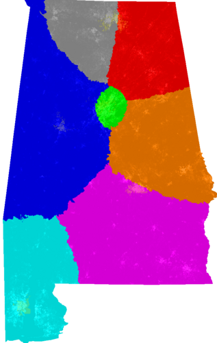 Alabama Congress congressional district map, current