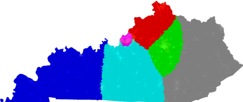 Kentucky Congress congressional district map, current