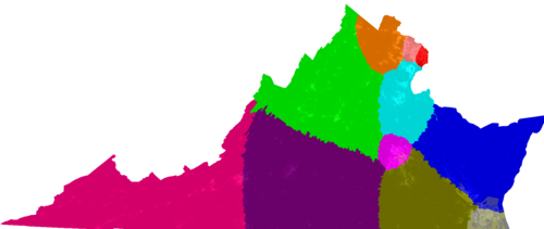Virginia Congress congressional district map, current